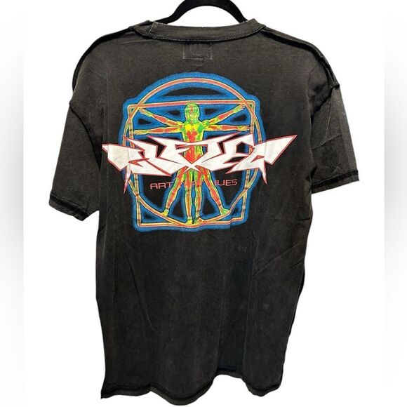 GFTD LA Men’s Vintage Wash Black Graphic Short Sleeve T-Shirt Raw Hem - Size S - Picture 2 of 9